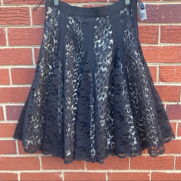DKNY NWT Sundance black Lacey polka dot midi skirt size 6 - Picture 1 of 11